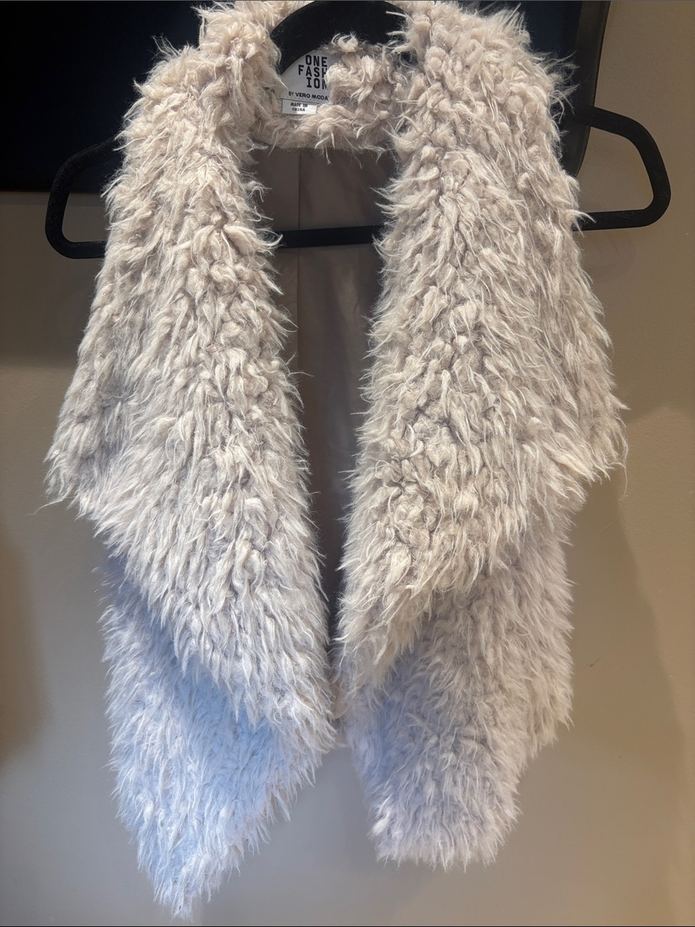 Vero Moda Light Beige Faux Fur Draped Vest